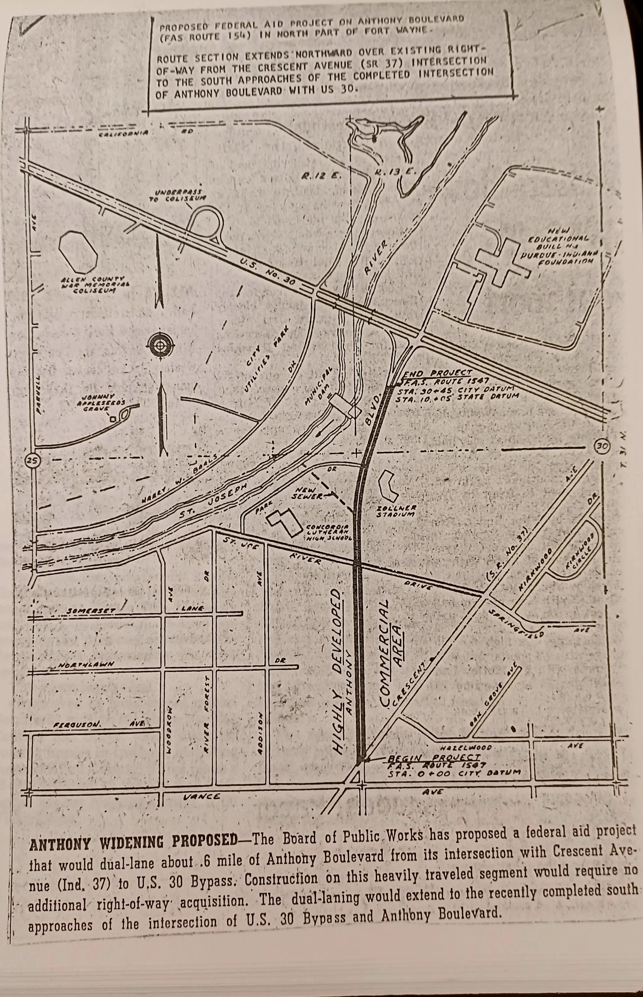 Map of proposed widening; date unknown