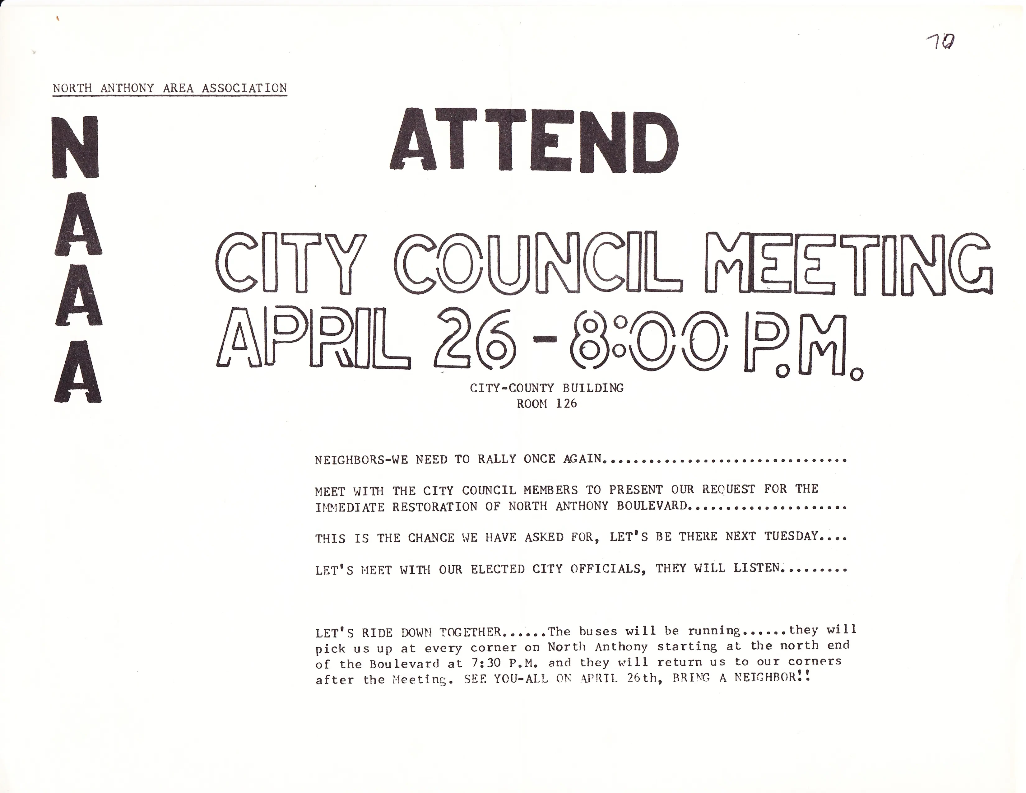 City Council Meeting Notice 26 Apr 1977