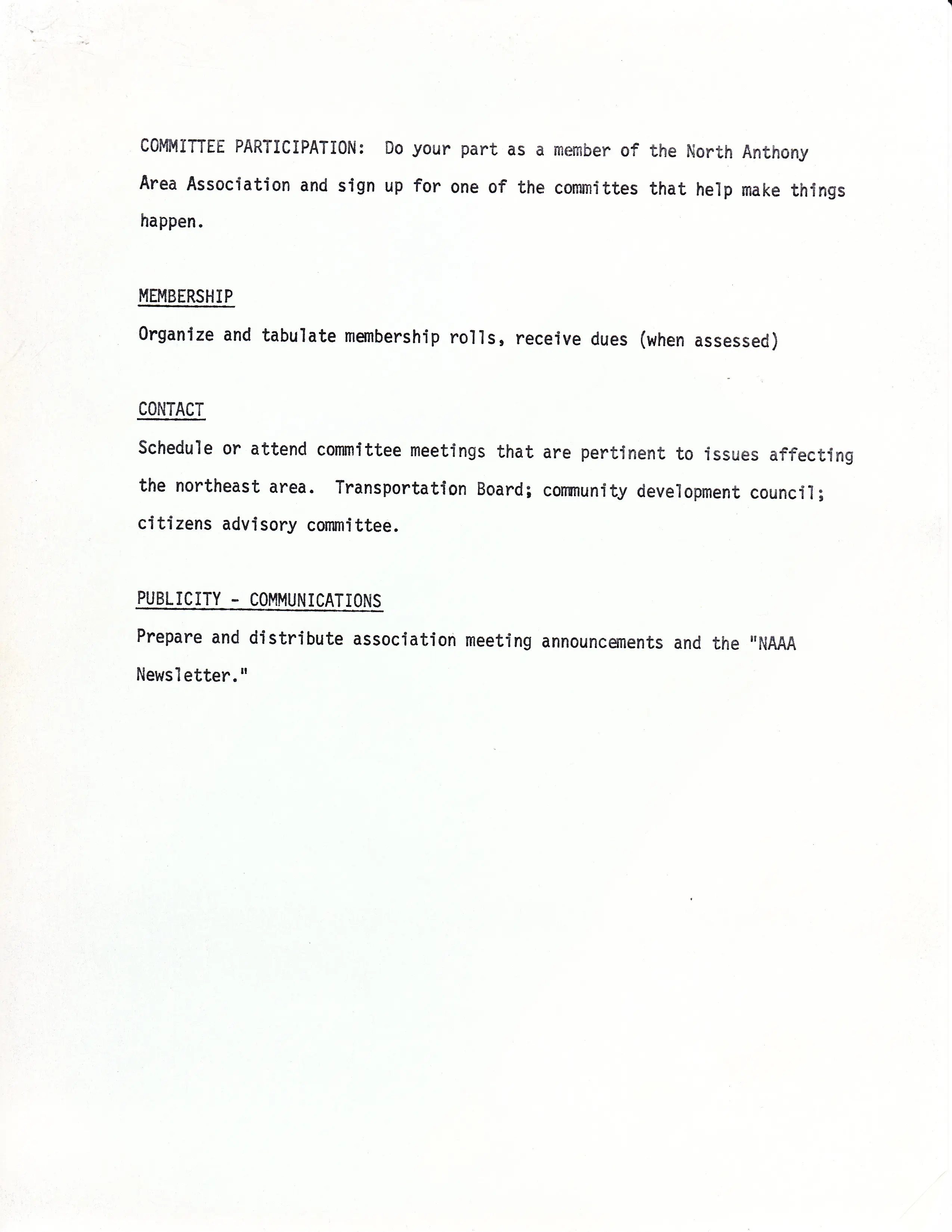 Committee participation sheet