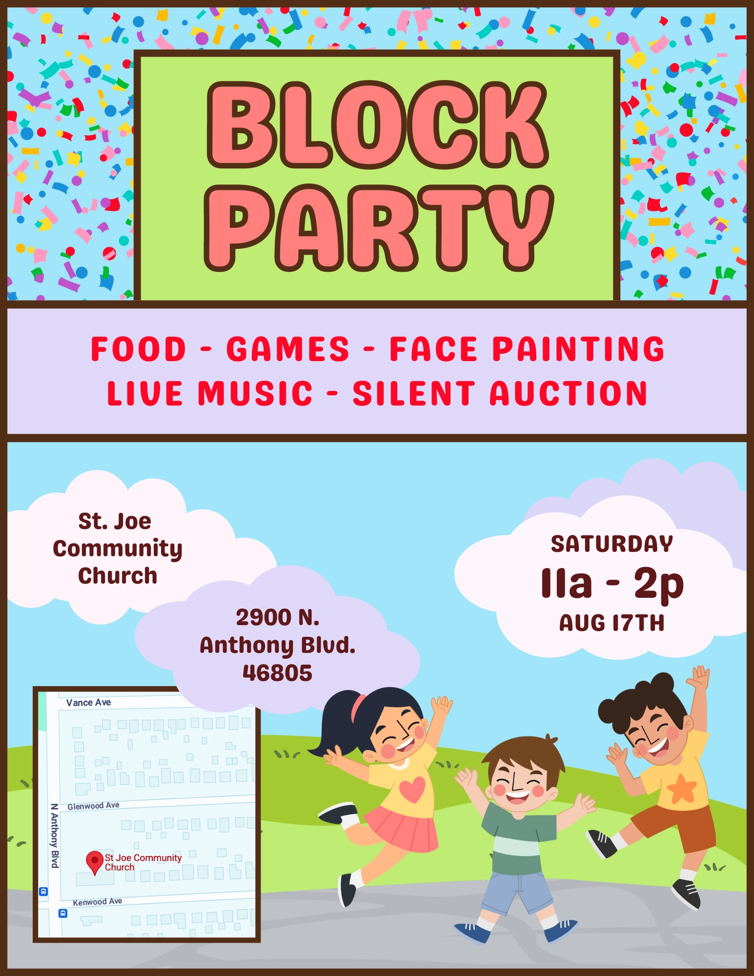 St Joe Community Church Block Party Flyer